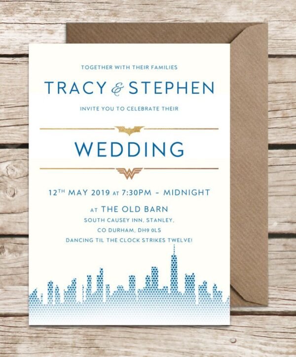 Comic Book Wedding Invitations, Super Hero Themed Wedding Invites With Envelopes, Luxury Printed Design, Eco Friendly, Nerdy / Geeky Wedding