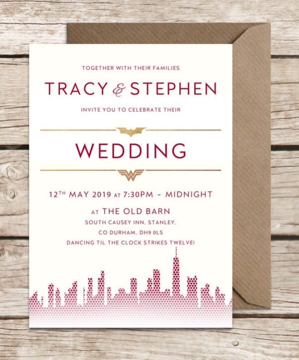 Comic Book Wedding Invitations, Super Hero Themed Wedding Invites With Envelopes, Luxury Printed Design, Eco Friendly, Nerdy / Geeky Wedding