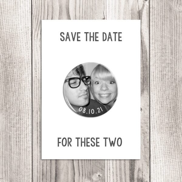 Photo magnet save the dates, Personalised photo magnets, Save the date cards, Luxury wedding stationery with envelopes, Selfie Black & white