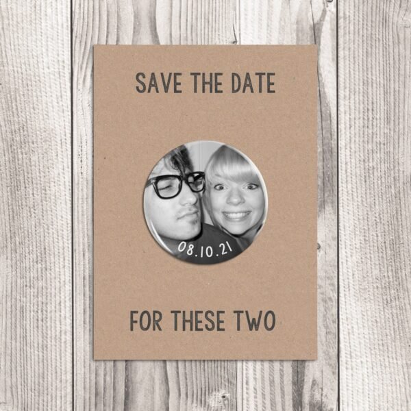 Photo magnet save the dates, Personalised photo magnets, Save the date cards, Luxury wedding stationery with envelopes, Selfie Black & white - Image 2