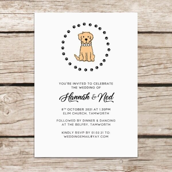 Dog Wedding Invitations, Personalised Wedding Invites With Envelopes, Luxury Printed Design, Eco Friendly, Illustrated Dogs Cute Invitations - Image 3