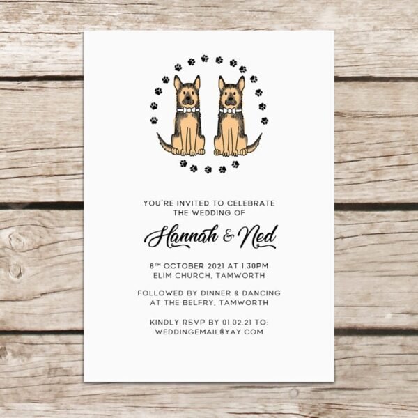 Dog Wedding Invitations, Personalised Wedding Invites With Envelopes, Luxury Printed Design, Eco Friendly, Illustrated Dogs Cute Invitations - Image 2