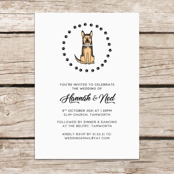 Dog Wedding Invitations, Personalised Wedding Invites With Envelopes, Luxury Printed Design, Eco Friendly, Illustrated Dogs Cute Invitations - Image 3