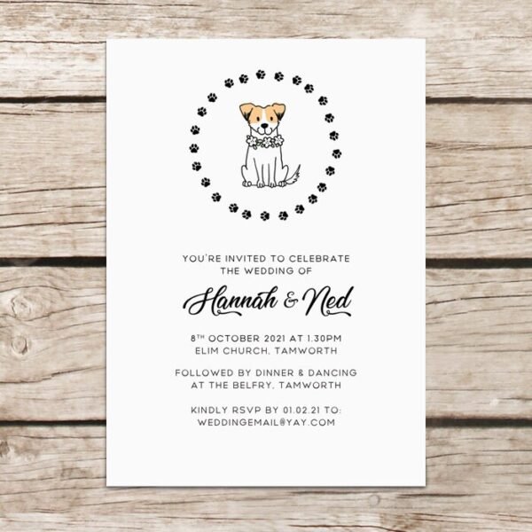 Dog Wedding Invitations, Personalised Wedding Invites With Envelopes, Luxury Printed Design, Eco Friendly, Illustrated Dogs Cute Invitations - Image 3