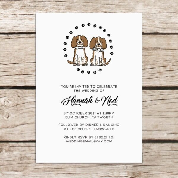 Dog Wedding Invitations, Personalised Wedding Invites With Envelopes, Luxury Printed Design, Eco Friendly, Illustrated Dogs Cute Invitations