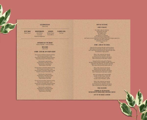 Bespoke Illustrated Order Of Service Booklet, Order Of The Day, Custom Venue Drawing, Modern Wedding Service Program, Wedding Order Booklets - Image 3