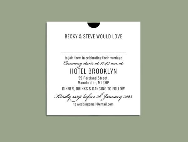 Rustic 'vinyl' record CD wedding invitation, personalised kraft sleeves, custom vintage music themed invitations, retro handmade music lover - Image 3