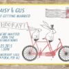 Wedding Invitation With Illustrated Rabbits / Tandem Bike, Fun Wedding Invites, Colourful, Quirky, Different, Personalised Bunny Invitations