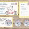 Wedding Invitation With Illustrated Rabbits / Tandem Bike, Fun Wedding Invites, Colourful, Quirky, Different, Personalised Bunny Invitations - Image 2